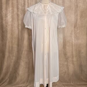 Vintage 60s Gotham Floral Lace Peignoir Night Gown Dress Pink Coquette Romantic